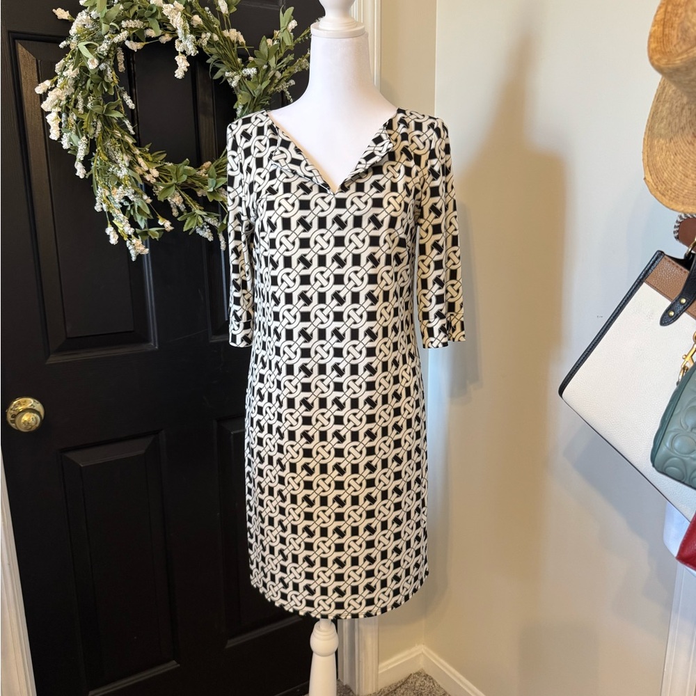 Laundry by Design Black and White Geometric Dress